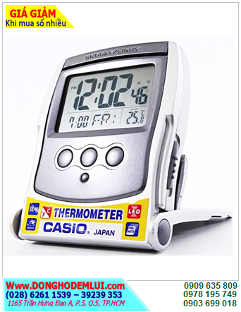 Casio PQ-65S-8DF; Đồng hồ báo thức Casio PQ-65S-8DF hiển thị Giờ, Phút, Giây, Ngày, Tháng và Nhiệt độ môi trường |B.hành 01 năm /CÒN HÀNG